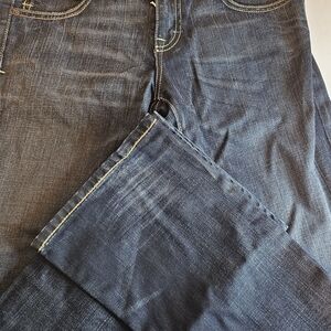 Vintage Evisu Dark Navy Japanese Denim Flare Jeans, Hand Painted Back Pockets